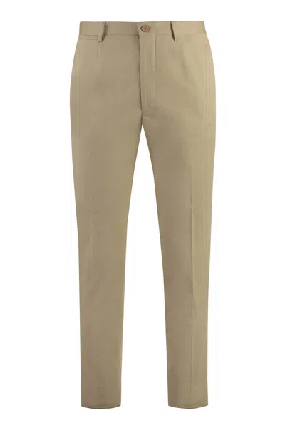Etro Tapered Cotton Chino Trousers In Beige
