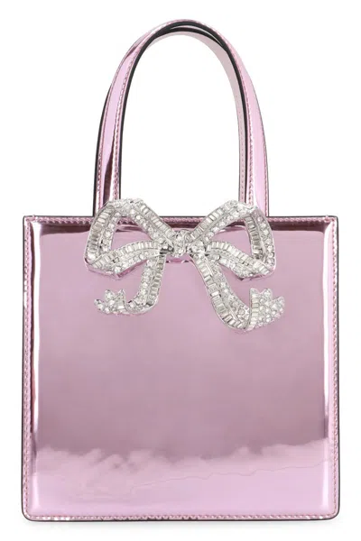 Self-portrait Bow Leather Mini Handbag In Pink