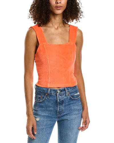 Monrow Terry Cloth Cropped Tank In Orange