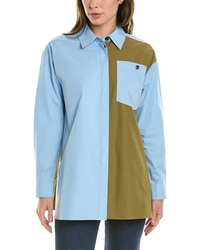 Lafayette 148 New York Colorblocked Oversized Shirt In Blue