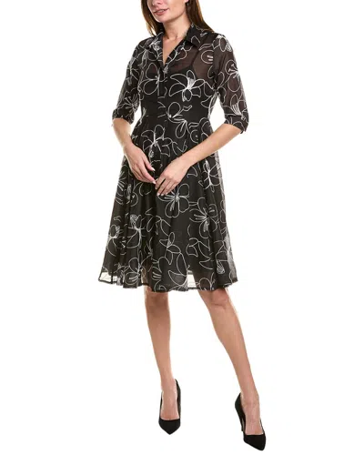 Gracia Flower Embroidered Shirtdress In Black