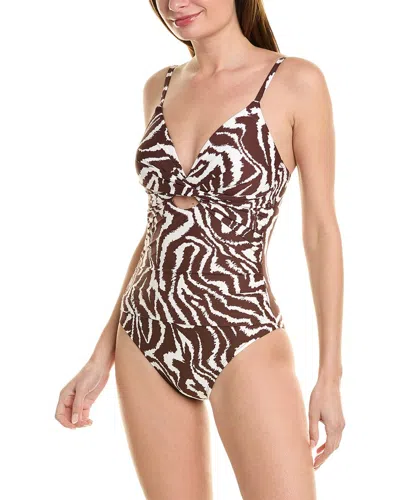 La Blanca Fierce Twist Keyhole Swimdress In Brown