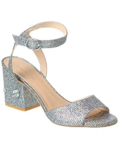 Stuart Weitzman Allshine 75 Suede Block Sandal In Silver