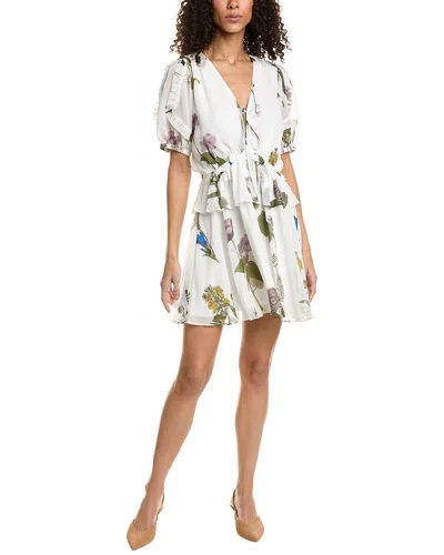 Ted Baker Jaliyaa Tie Front Floral Mini Dress In White