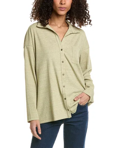 Project Social T Lonnie Button Front Rib Shirt In Green