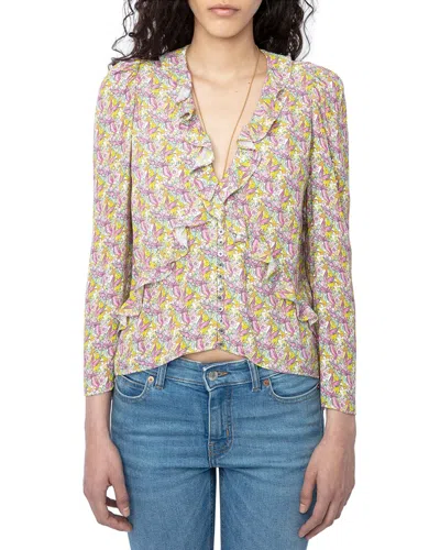 Zadig & Voltaire Tresse Crepe Liberty Wings Shirt In Multi