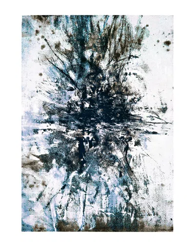 Verlaine Javers Contemporary Abstract Splatter, Snow White/ice Blue, 5ft-2in X 7ft-2in