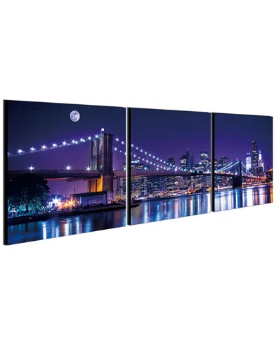Chic Home Design Cityline 3pc Set Wrapped Canvas Wall Art