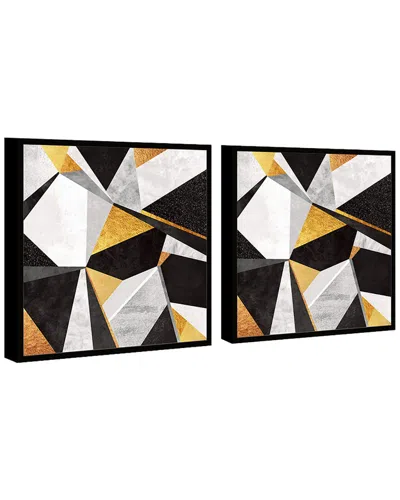 Chic Home Design Geo France 2pc Set Framed Wrapped Canvas Wall Art