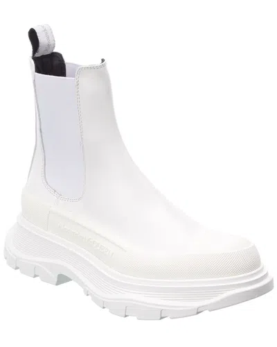 Alexander Mcqueen Tread Slick Leather Boot In White