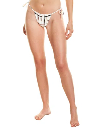 Weworewhat Ruched String Bikini Bottom In White