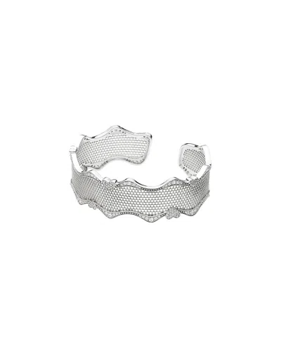 Pandora Silver Cz Lace Of Love Bracelet Cuff In Nocolor