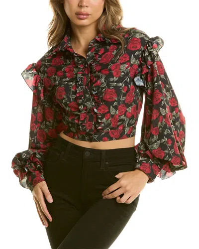 Rokh Rose Print Blouse In Red