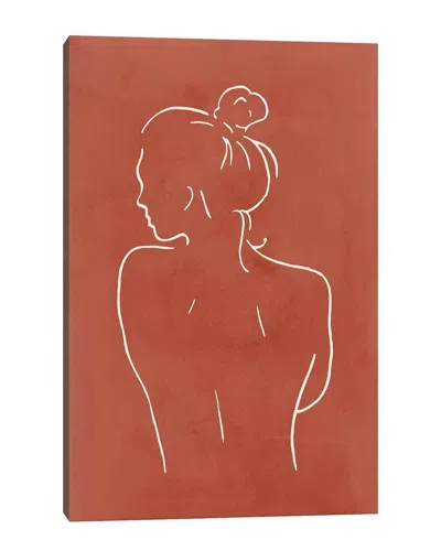 Icanvas Female Body Sketch - Terracotta Canvas Wall Art
