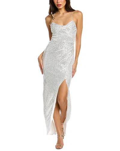 Black By Bariano Dua Cowl Gown In Silver