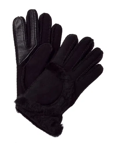 Ugg Exposed Seam Suede Gloves In Black