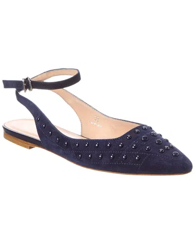 Tod's Tods Studded Suede Flat In Blue