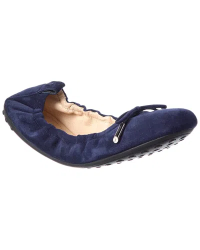 Tod's Gommino Suede Ballerina Flat In Blue