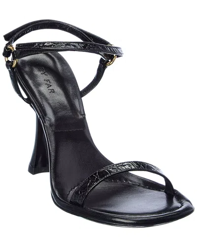 By Far Mia Croc-embossed Leather Sandal In Black