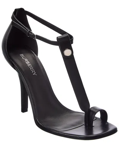 Burberry Toe Ring Leather Sandal In Black