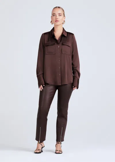 Derek Lam Lorena Button Down Blouse In Brown