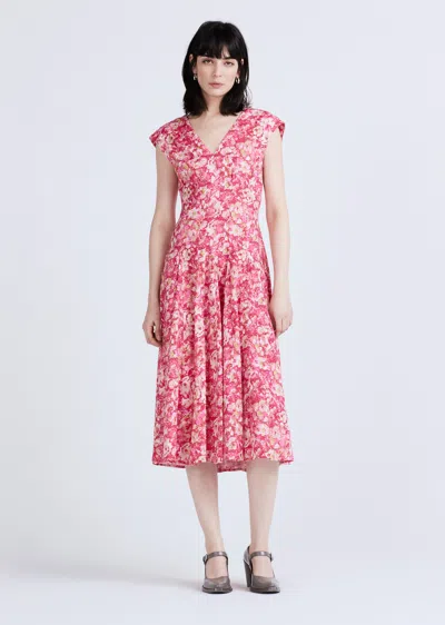 Derek Lam Ella Sleeveless Godet Dress In Pink