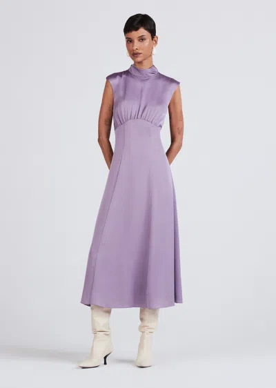 Derek Lam Tate Sleeveless Mock Neck Dress In Purple