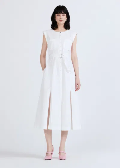 Derek Lam Karina Cap Sleeve Shirt Dress In White