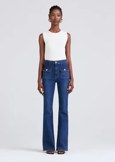 Derek Lam Crosby Patch Pocket Flare Jeans In Blue