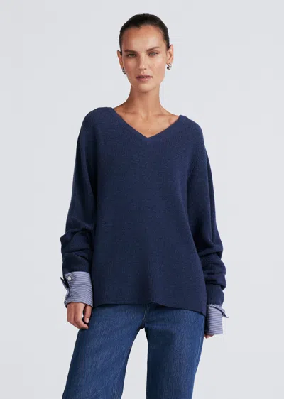 Derek Lam Cassie Mixed Media Jumper In Blue