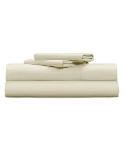 Pillow Gal Classic Cool & Crisp 100% Cotton Percale 4-piece Sheet Set In Beige