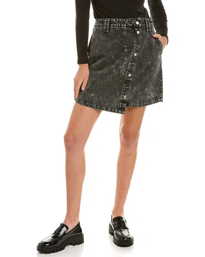 Ena Pelly Ally Asymmetrical Denim Mini Skirt In Black