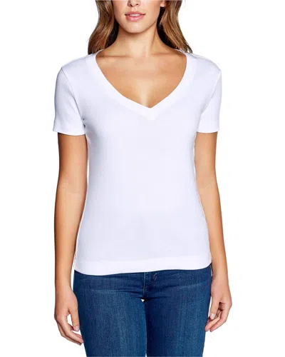 Three Dots Solid V-neck T-shirt In White
