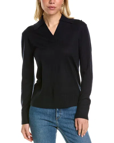 Mt By Madeleine Thompson Polo Collar Wool-blend Sweater In Blue