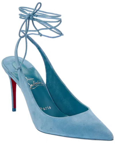 Christian Louboutin Lace-up Kate 85 Suede Pump In Blue