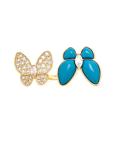 Rivka Friedman 18k Plated Turquoise Cz Butterfly Ring
