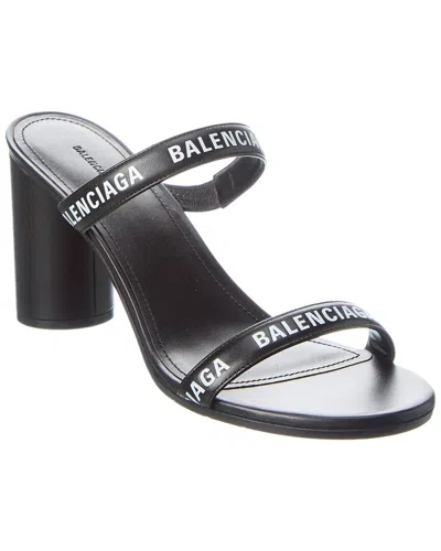 Balenciaga Round Leather Sandal In Black
