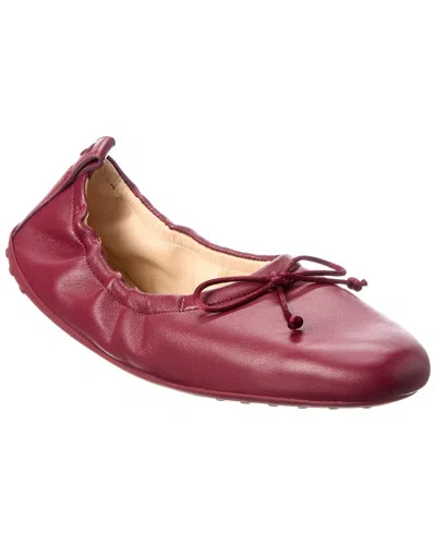 Tod's Tods Gommino Leather Ballerina Flat In Red