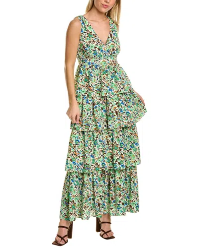 Traffic People Tiered Maxi Dress In Green