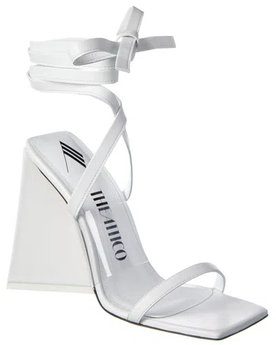 Attico Isa 115 Lace-up Leather And Pvc Heeled Sandals In White