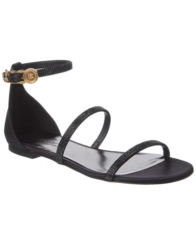 Versace Safety Pin Satin Sandal In Black