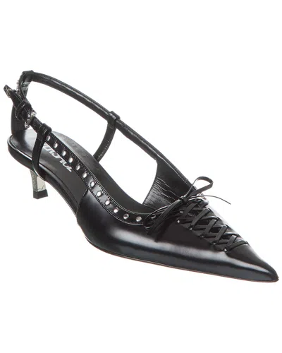 Versace Pin-point Laced Slingback Pumps In Black