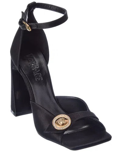 Versace Medusa Silk Sandal In Black