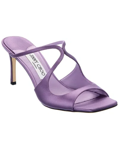 Jimmy Choo Anise 75 Satin Mules In Purple