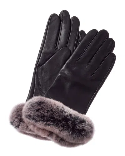 Surell Accessories Cashmere-lined Leather Gloves In Black