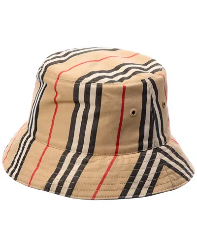 Burberry Icon Stripe Bucket Hat In Beige