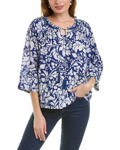 Pomegranate Tie-neck Blouse In Blue