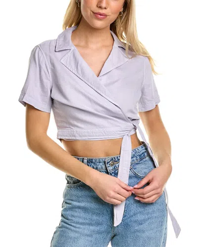 Bella Dahl Wrap Linen-blend Shirt In Purple