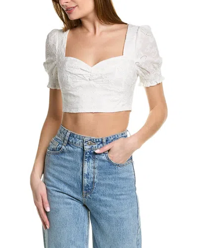 Bardot Kirah Embroidered Crop Top In White