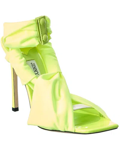 Jimmy Choo Neoma 110 Jersey & Patent Sandal In Green